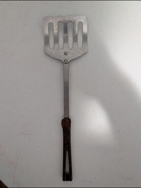 Stainless Steel Slotted Spatula with Brown Handle